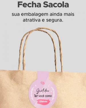 Adesivos Fecha Sacola Couché 80g 4x5cm Colorida Brilho Meio corte padrão 